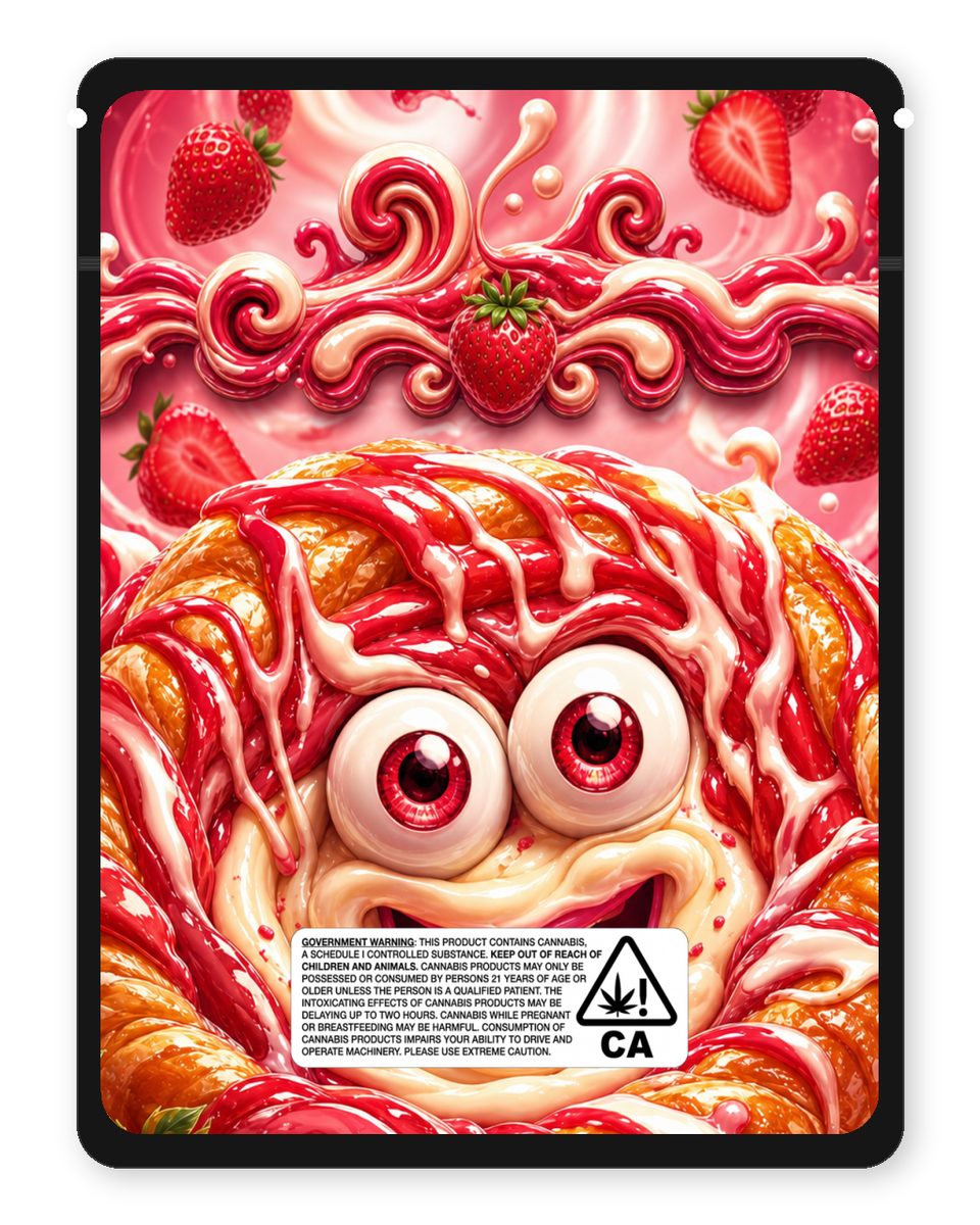 StrawberryCremeDanish custom 4"x5" mylar bag design (back)