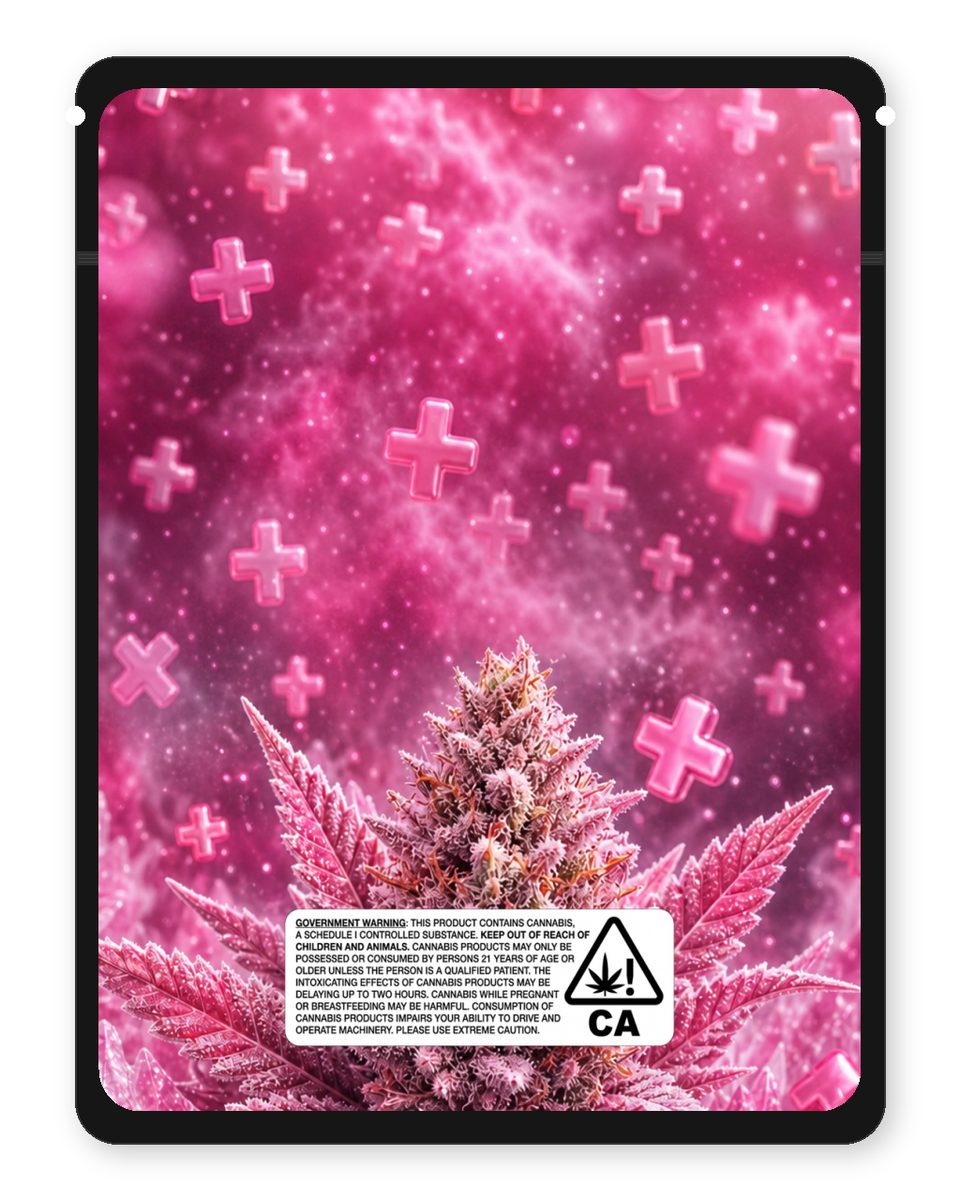 Pink Ksubii custom 4"x5" mylar bag design (back)