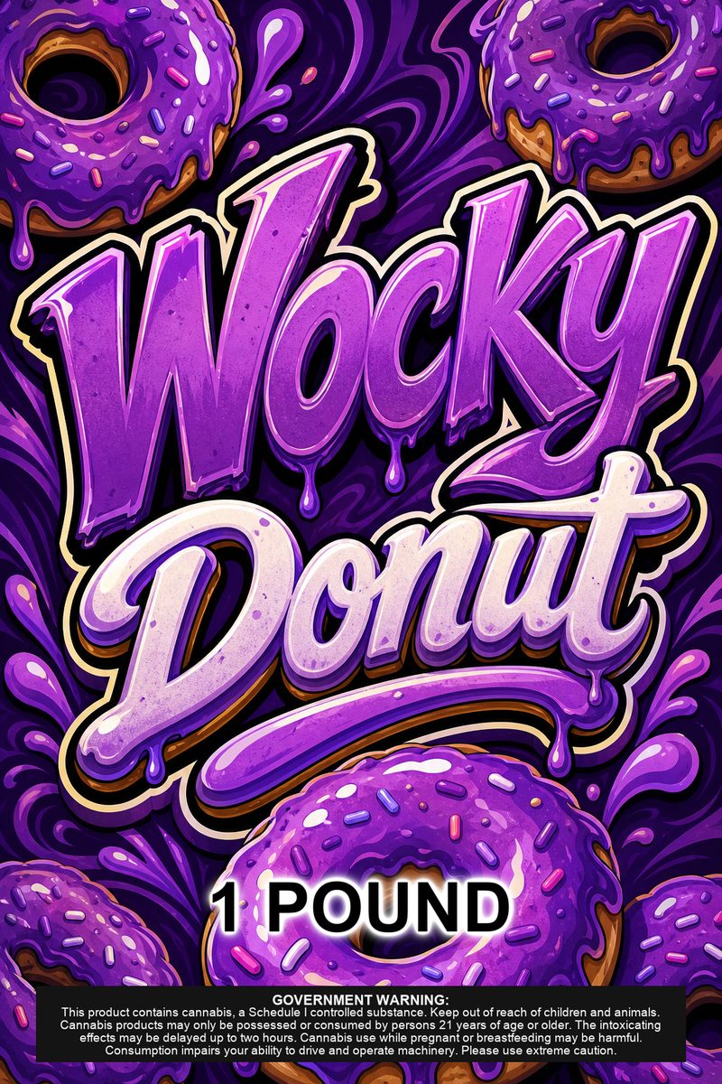 Wocky Donut custom 6x9 pound bag sticker / turkey-bag flavor label