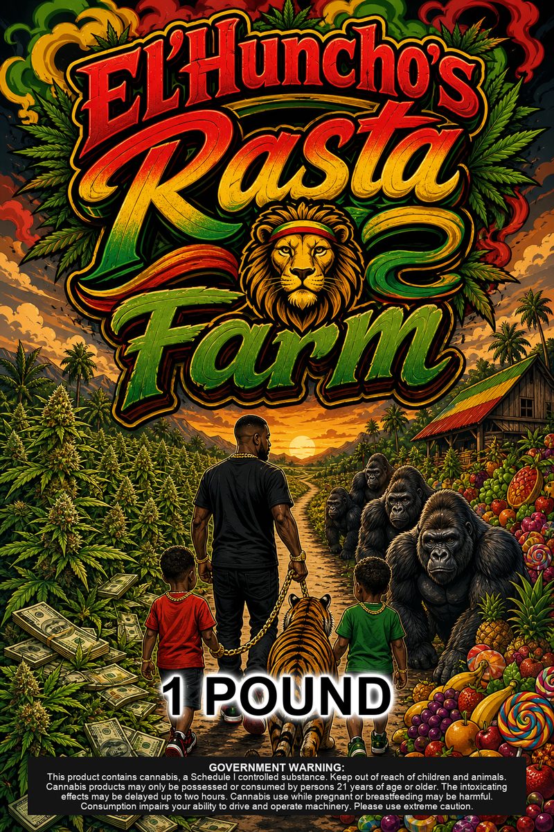 El'Huncho's Rasta ๐ฆ Farm custom 6x9 pound bag sticker / turkey-bag flavor label