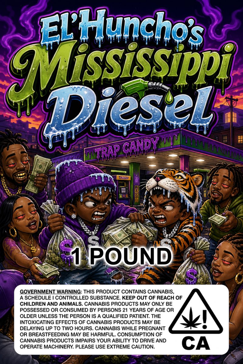 El'Huncho's Mississippi ⛽ Diesel custom 6x9 pound bag sticker / turkey-bag flavor label