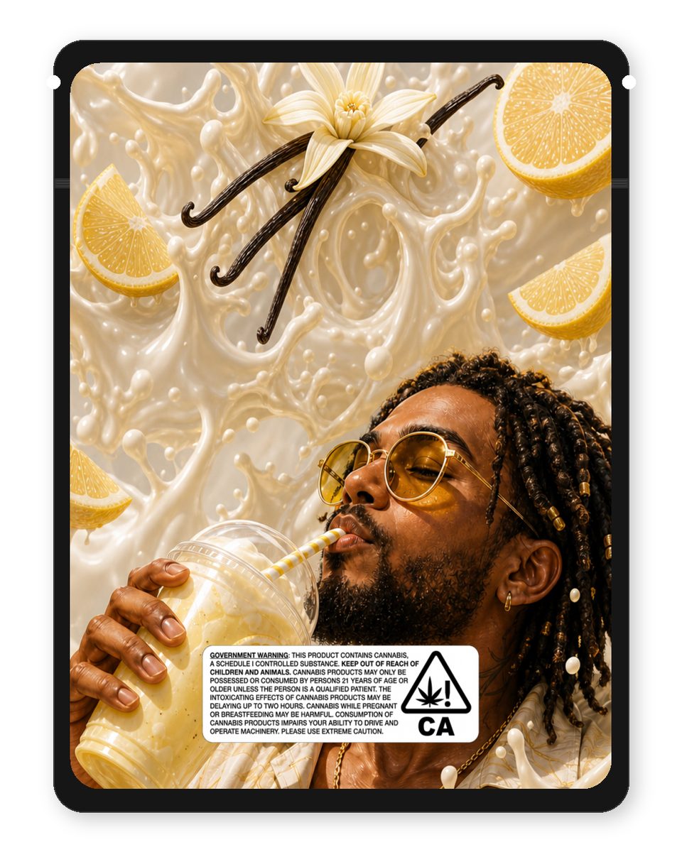 VANILLA LEMONADE custom 4"x5" mylar bag design (back)