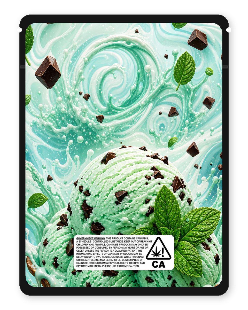 Mint ice cream custom 4"x5" mylar bag design (back)