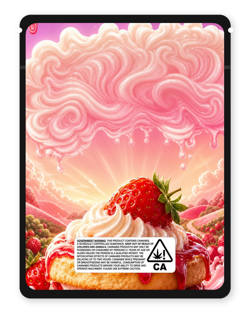 Strawberry Shortcake custom 4"x5" mylar bag design (back)