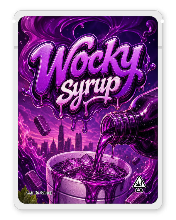 Wocky syrup custom 4"x5" mylar bag design (front)
