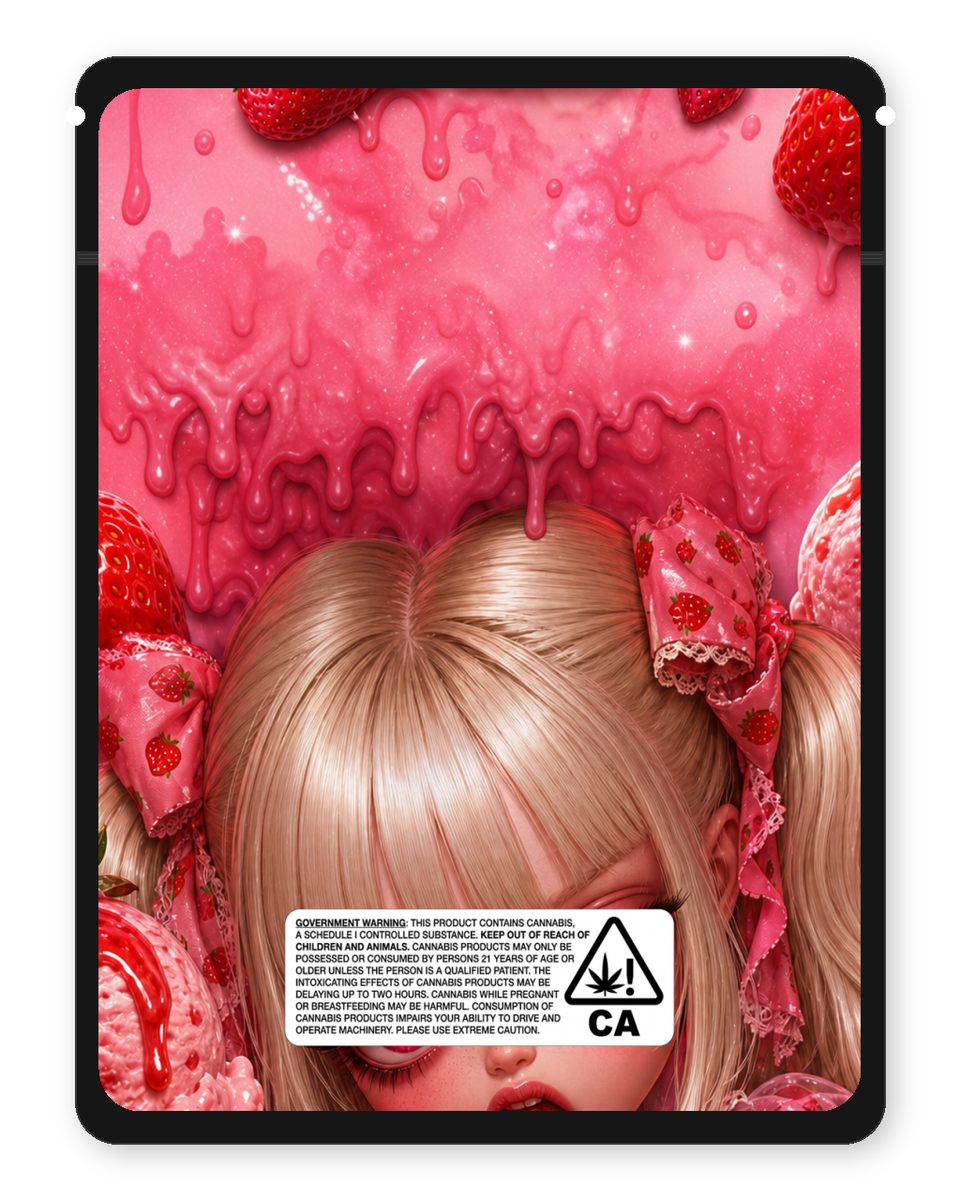 Strawberry shortcake ice cream custom 4"x5" mylar bag design (back)
