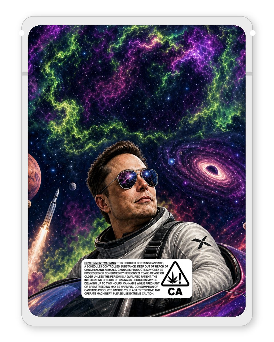 Zlon musk custom 4"x5" mylar bag design (back)