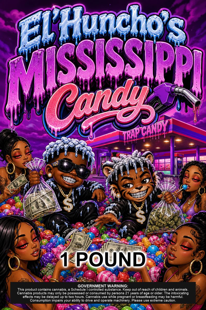 El'Huncho's Mississippi ⛽ Candy custom 6x9 pound bag sticker / turkey-bag flavor label