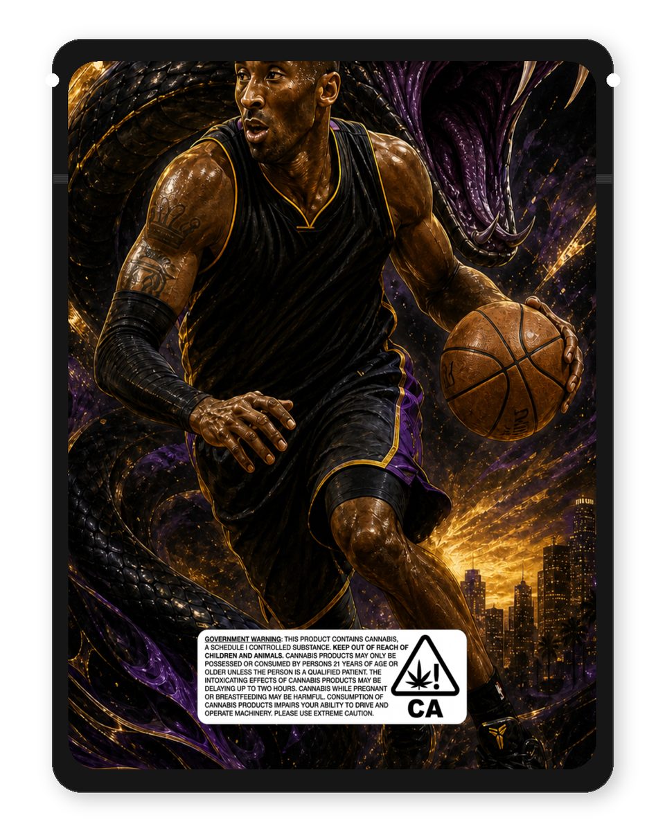 Black Mamba custom 4"x5" mylar bag design (back)