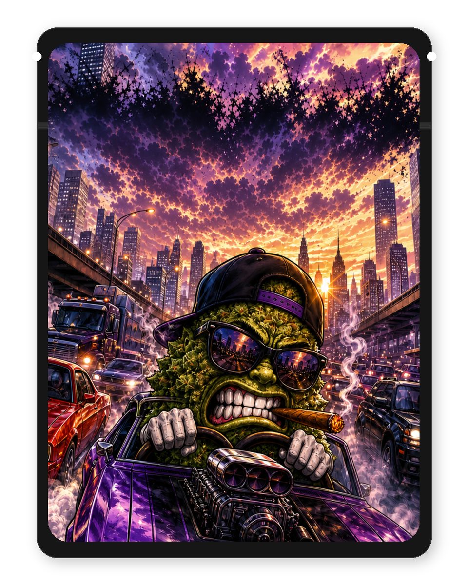 Rush Hour Pain Edition custom 4"x5" mylar bag design (back)