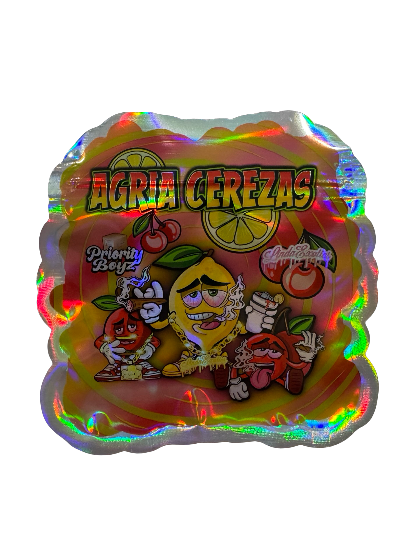 Agria Cerezas Mylar Bags 3 5G Priority Boyz Only 0 21 Each — 3.5g pre‑printed mylar bag — back