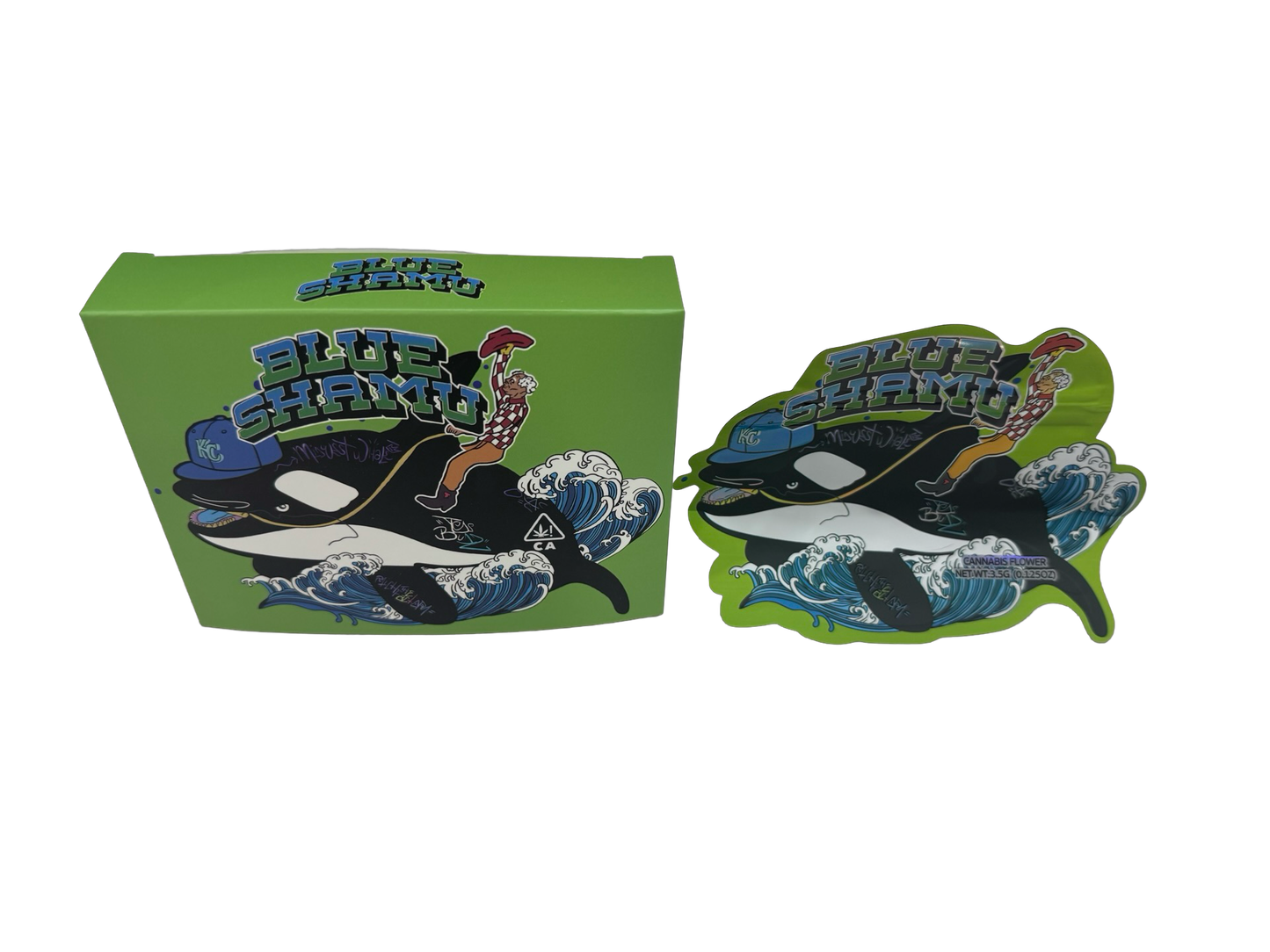 Blue Shamu 3.5g Mylar Bags & Boxes Teds Budz