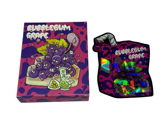 Bubblegum Grape 3.5g Mylar Bags & Boxes