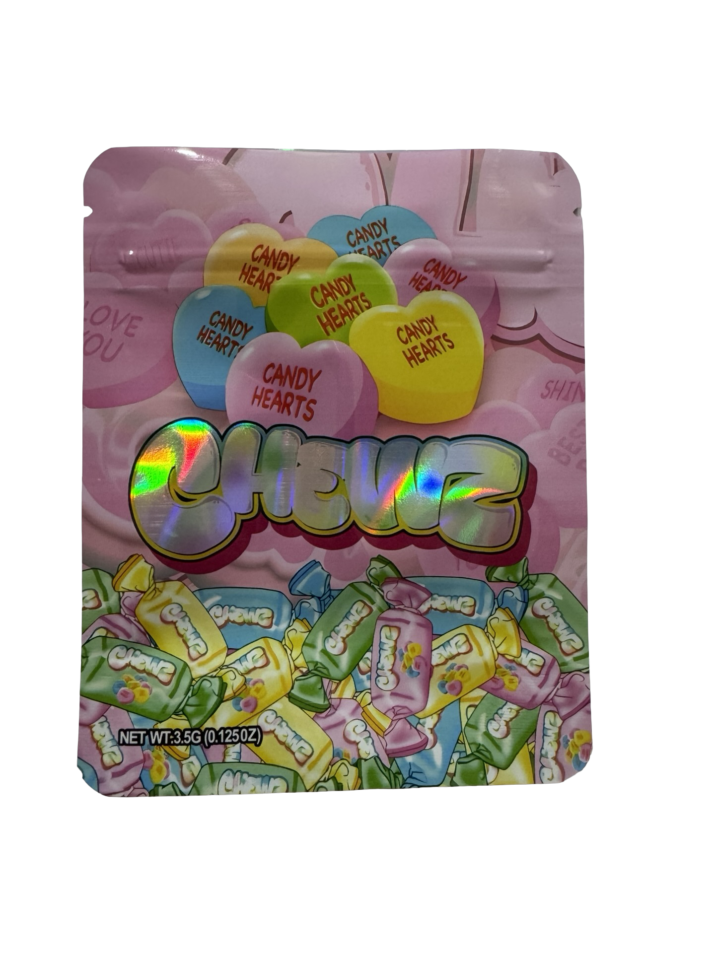 Candy Hearts Mylar Bags 3.5g Chewz