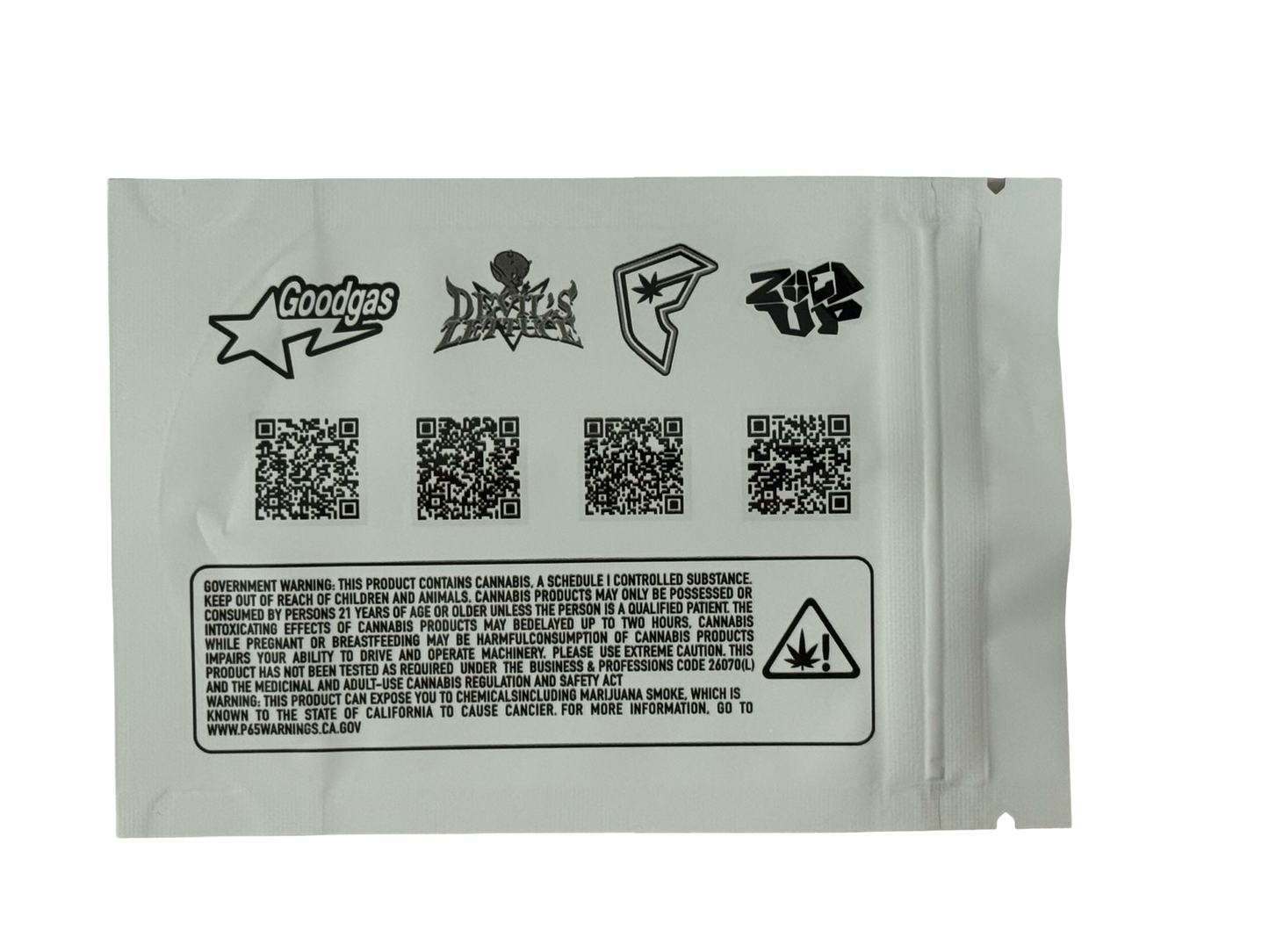 Chaze 3.5g Mylar Bags Goodgas back
