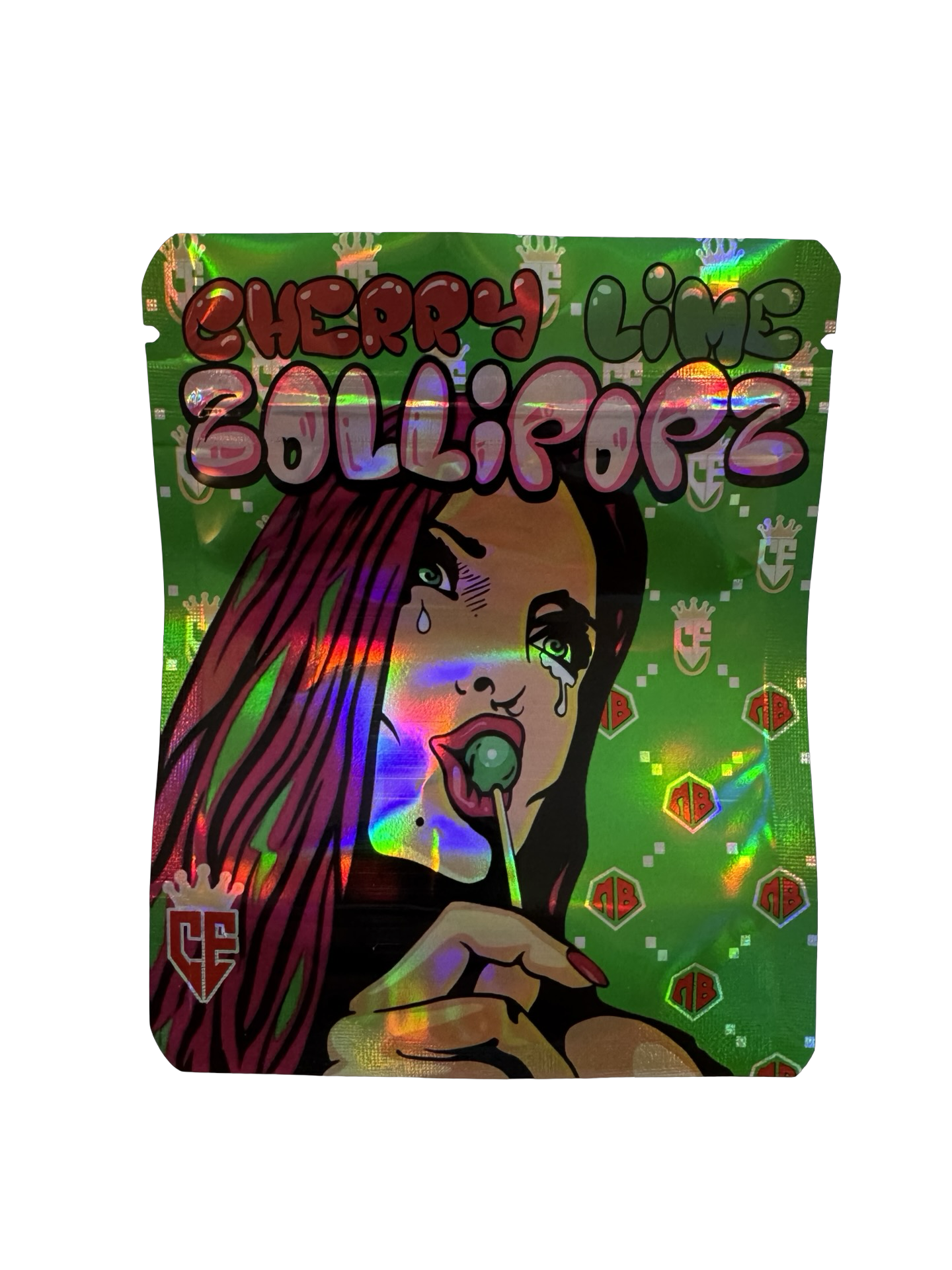 Cherry Lime Zollipopz Mylar Bags 3 5G Only 0 21 Each — 3.5g pre‑printed mylar bag — back