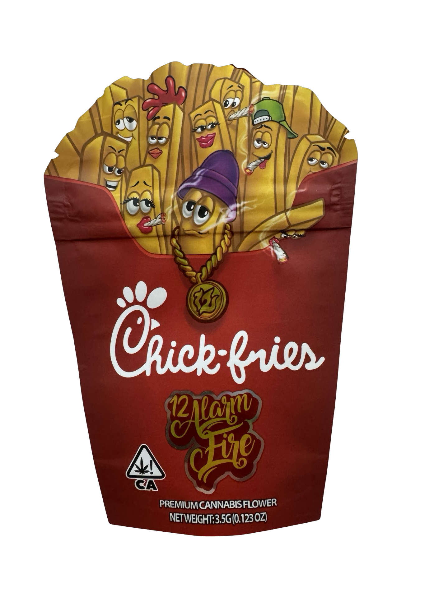 Chick Fries Mylar Bags 3.5g 12 Alarm Fire