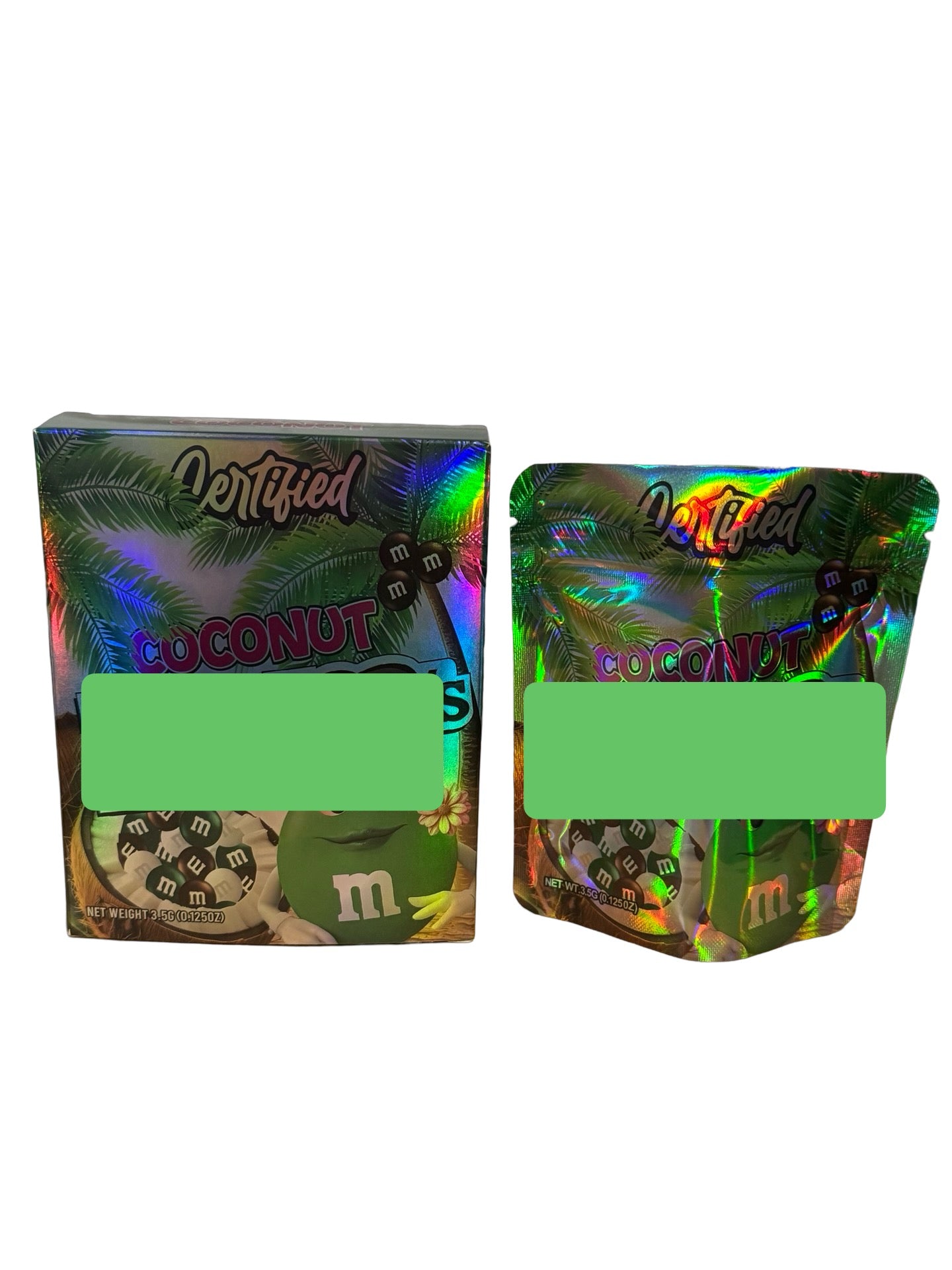 Coconut Em & Em’s 3.5g Mylar Bags & Boxes Certified