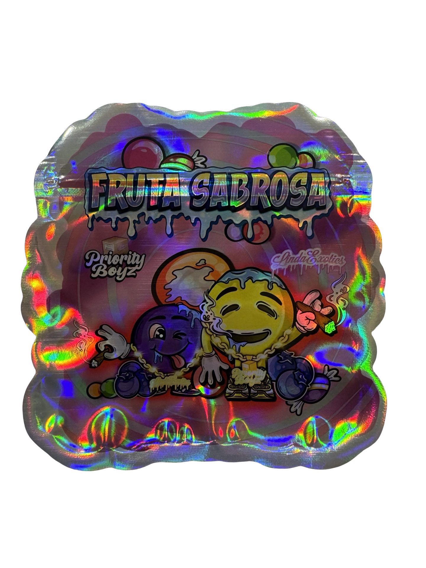 Fruta Sabrosa Mylar Bags 3 5G Priority Boyz Only 0 21 Each — 3.5g pre‑printed mylar bag — back