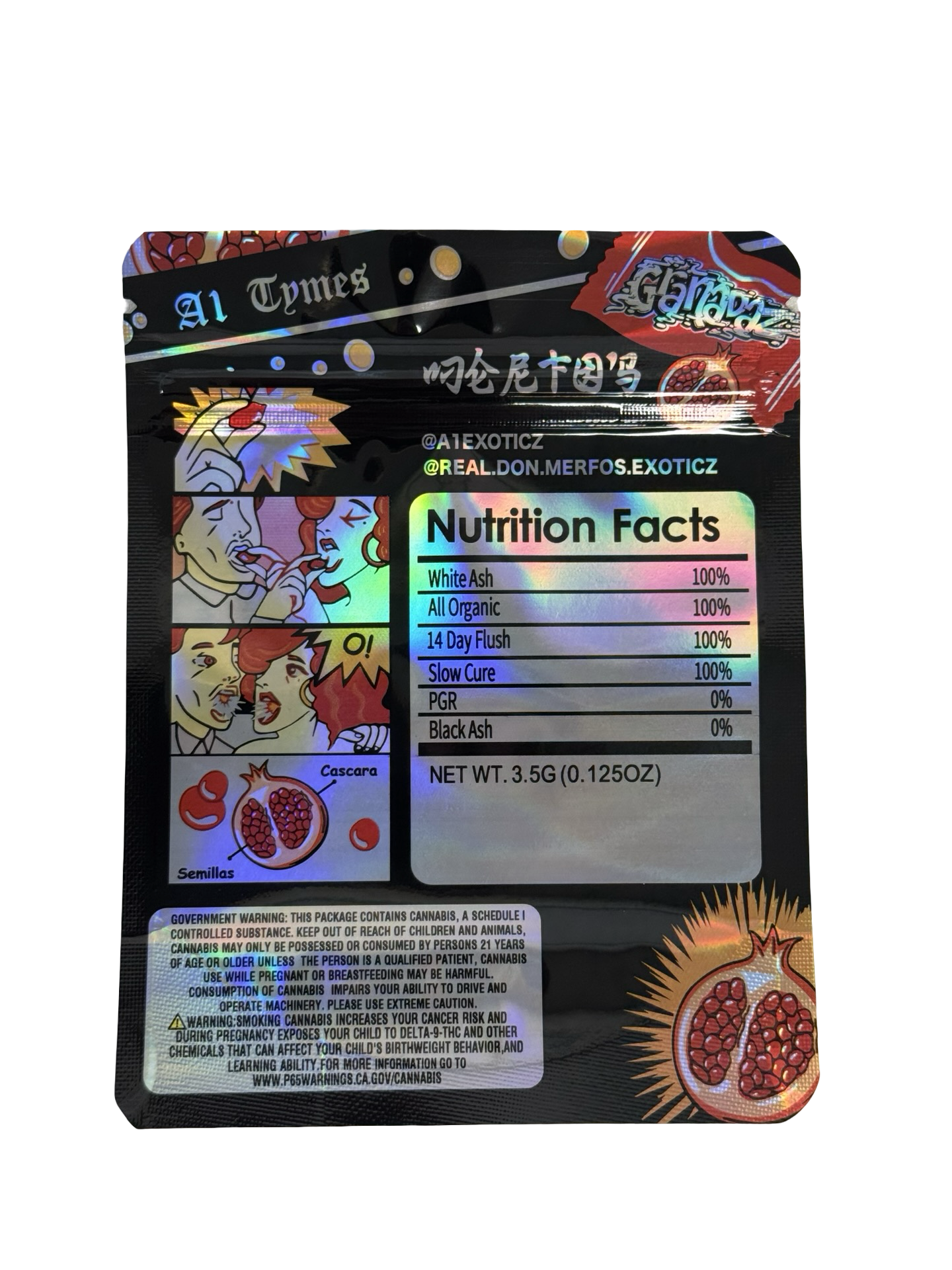 Granadaz 3.5g Mylar Bags Don Merfos back