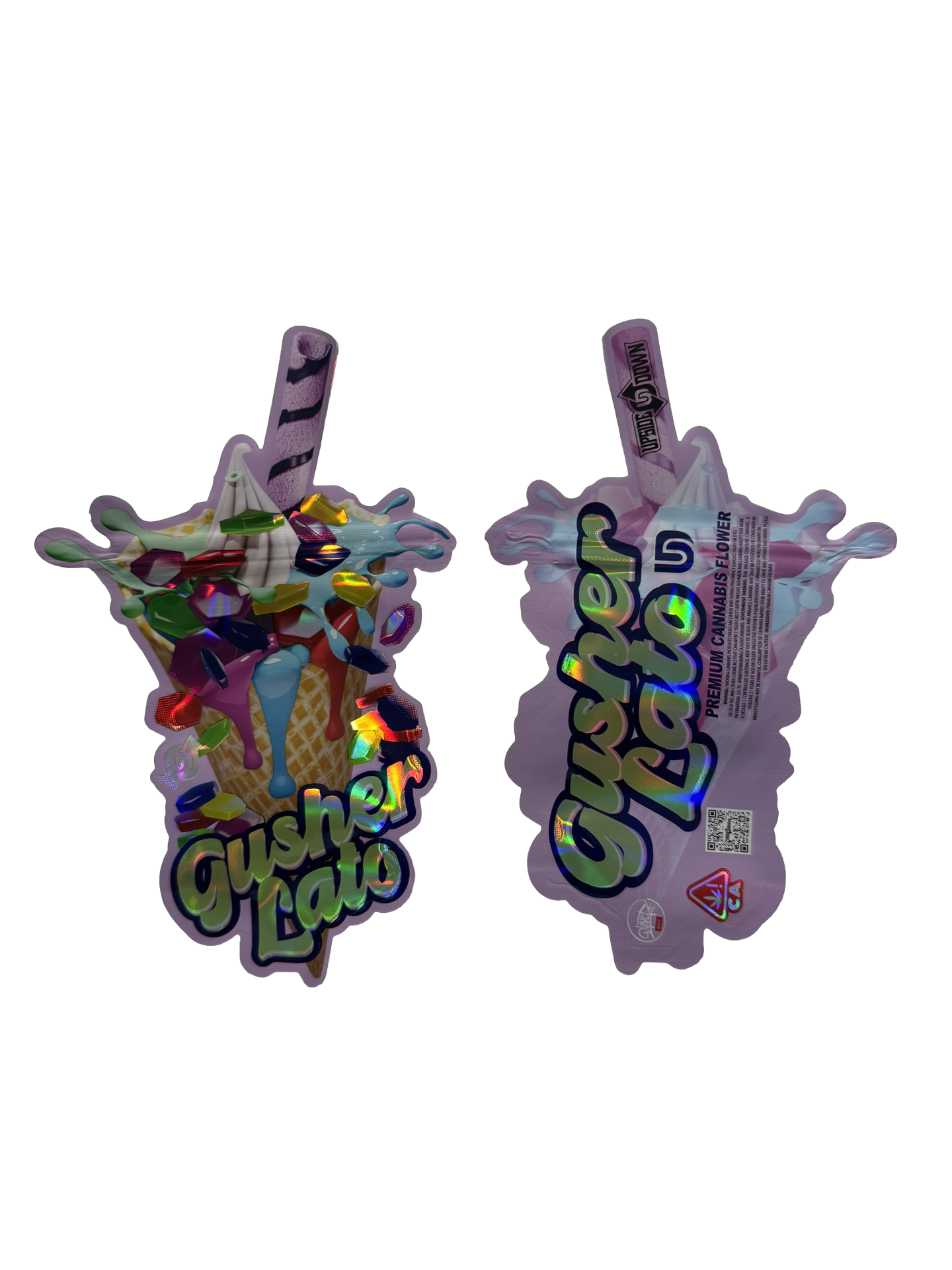 Gusher Lato Mylar Bags 3.5g Upside Down