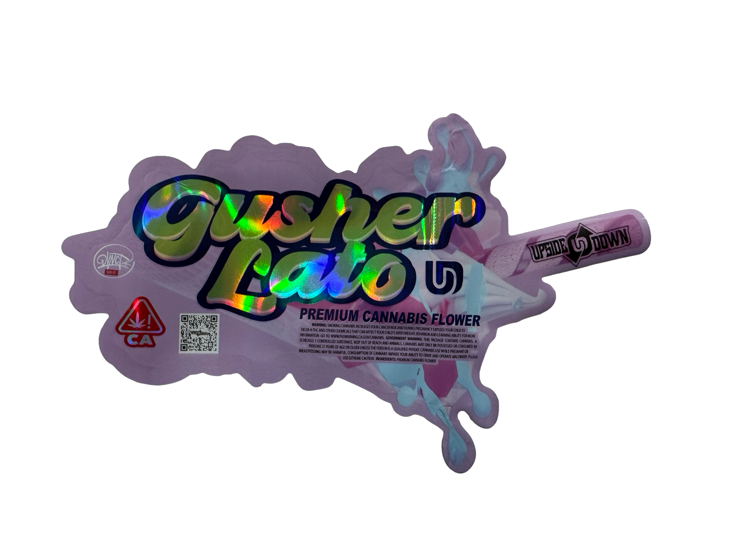Gusher Lato Mylar Bags 3.5g Upside Down