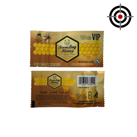 Honey Mylar Bags 3.5g Scum Bags front and back