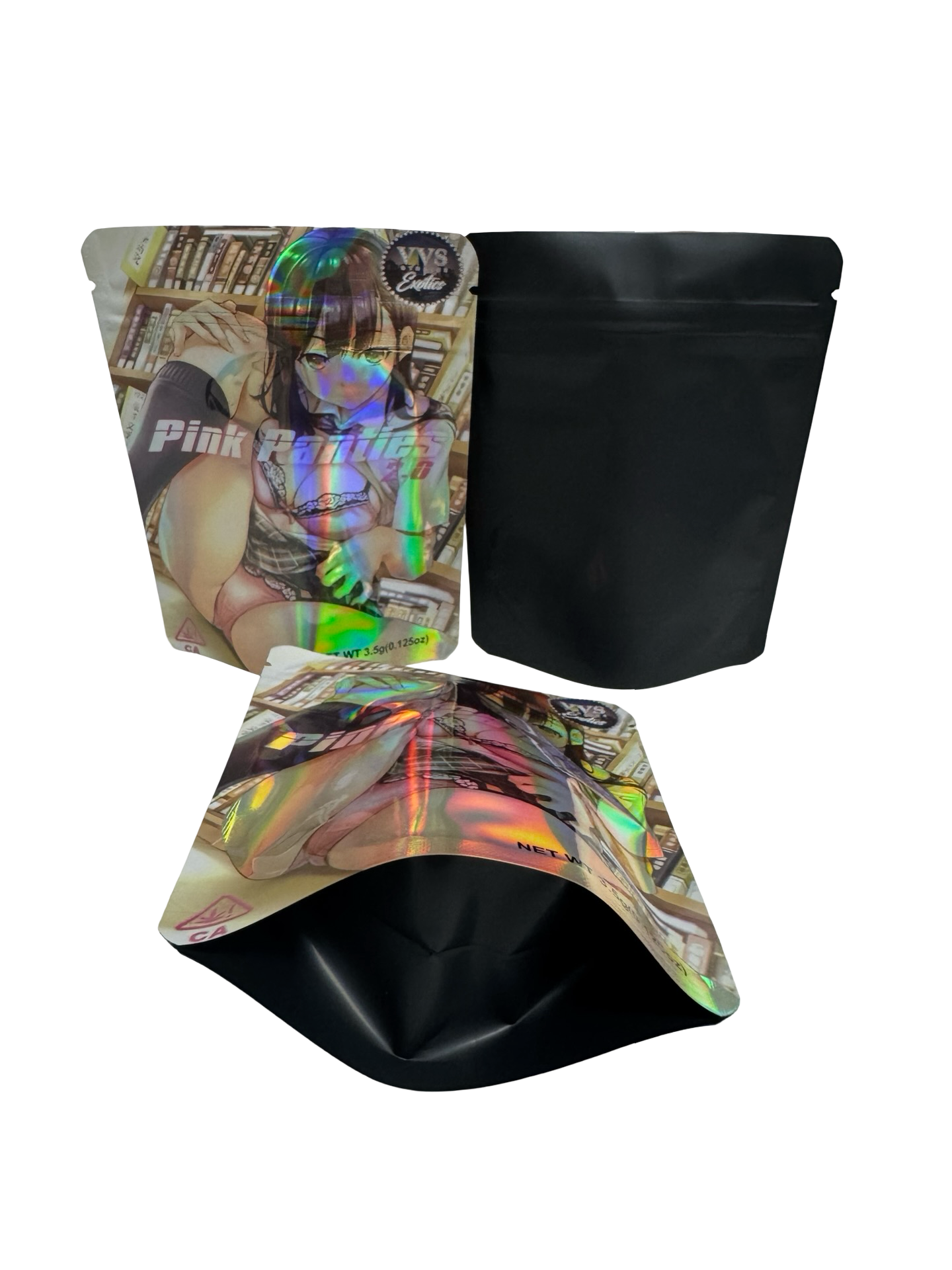 Pink Panties 2.0 Mylar Bags 3.5g VVS Exotics (Only $0.21 Each) — 3.5g pre‑printed mylar bag — front