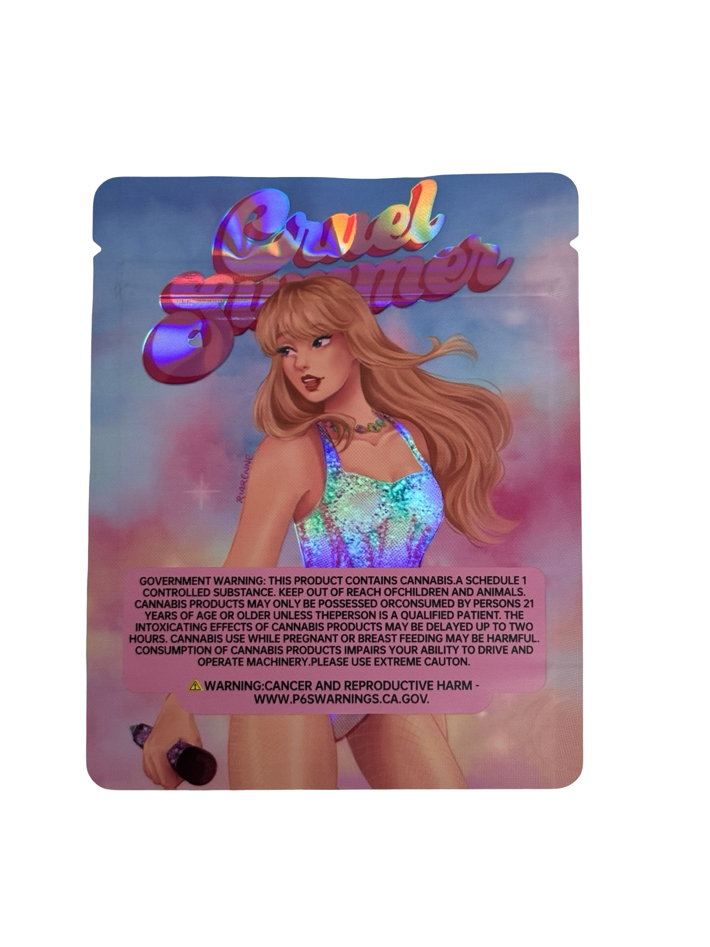 Cruel Summer Mylar Bags 3 5G Only 0 21 Each — 3.5g pre‑printed mylar bag — back