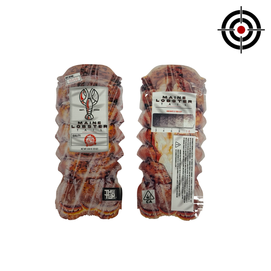 Maine Lobster Tail Mylar Bags 3.5g The Ten Co — 3.5g pre‑printed mylar bag — overview (front, back & gusset)