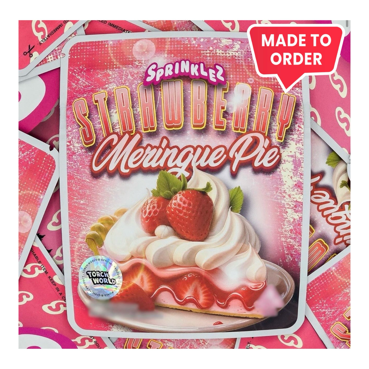 Strawberry Meringue Pie 3.5g Mylar Bags Sprinklez Torch World (made-to-order)