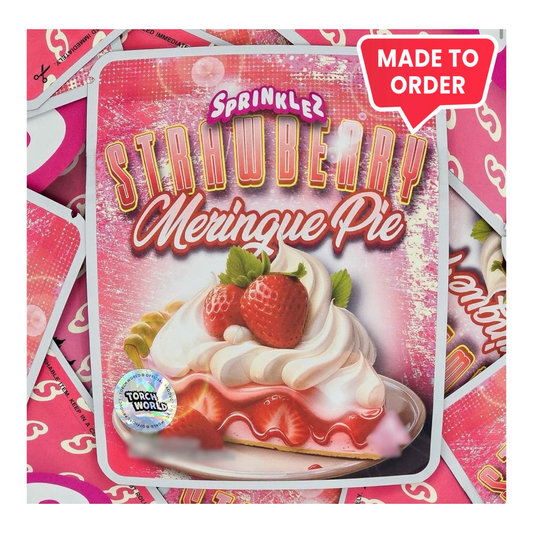 Strawberry Meringue Pie 3.5g mylar bag, 4×5 — Sprinklez • Torch World — made to order