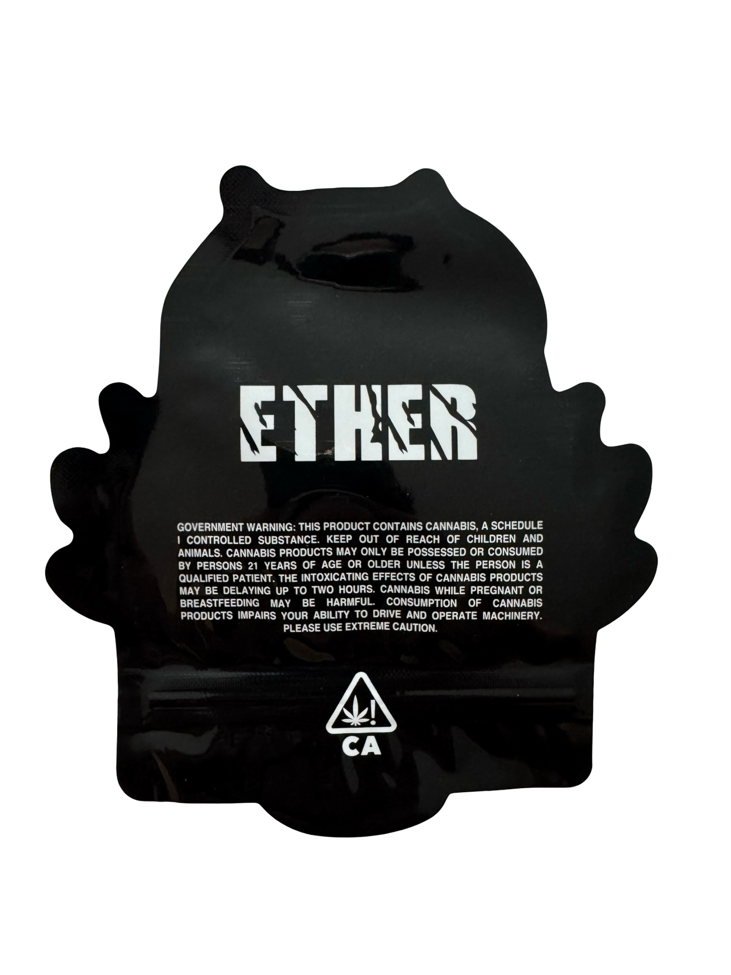Jokes Up Ether 3.5g mylar bag — back view — gloss mylar bag with resealable zipper