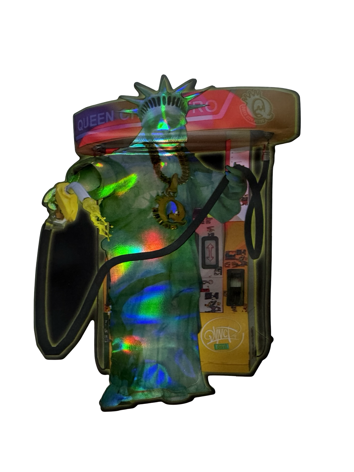 Davinci Queen City Petro 3.5g mylar bag — front view — matte mylar bag with holographic spot uv effects with resealable zipper