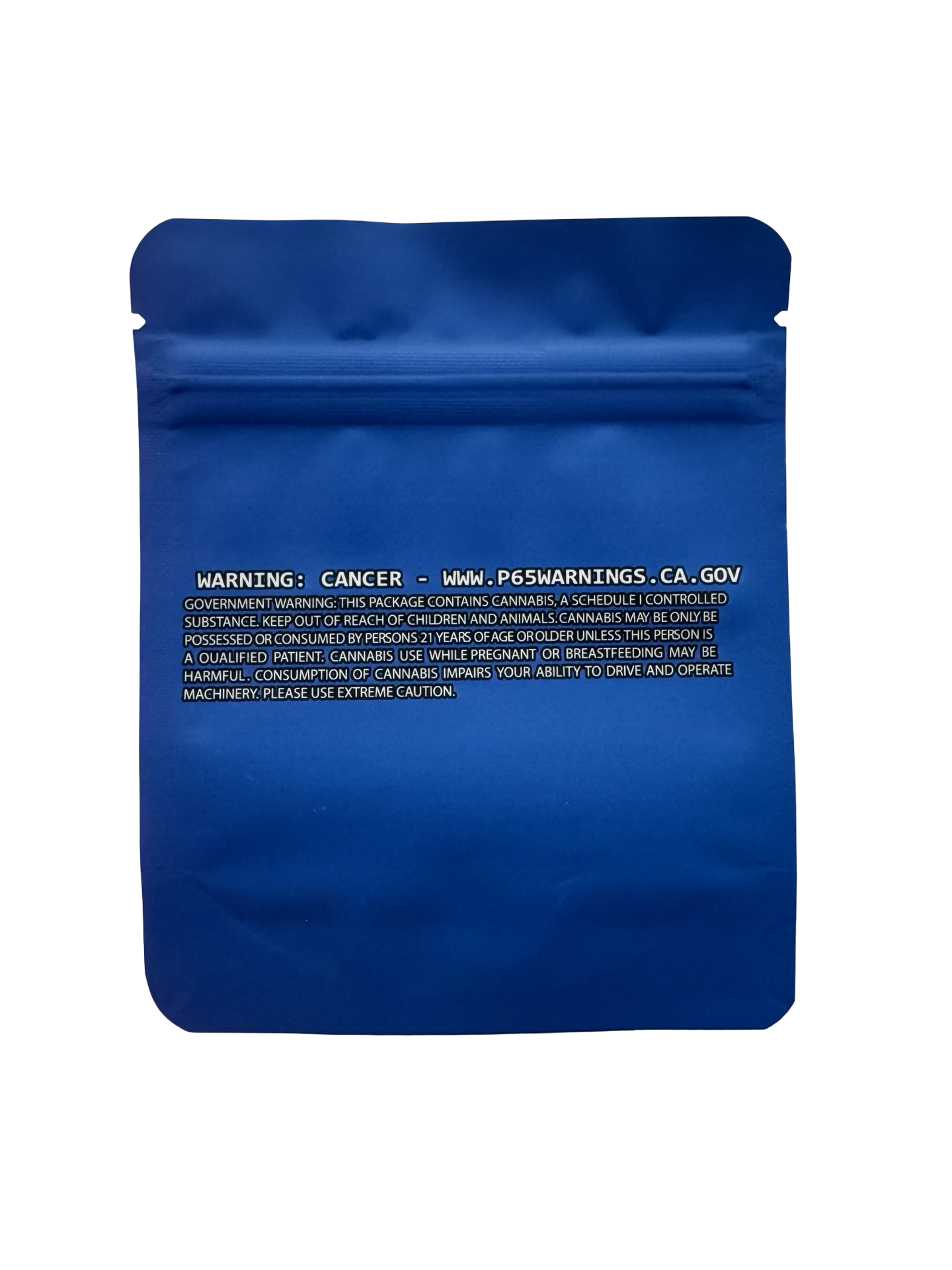 Top Tier Blue Gummy Frunaz 3.5g mylar bag — back view — matte mylar bag with holographic spot uv effects with resealable zipper
