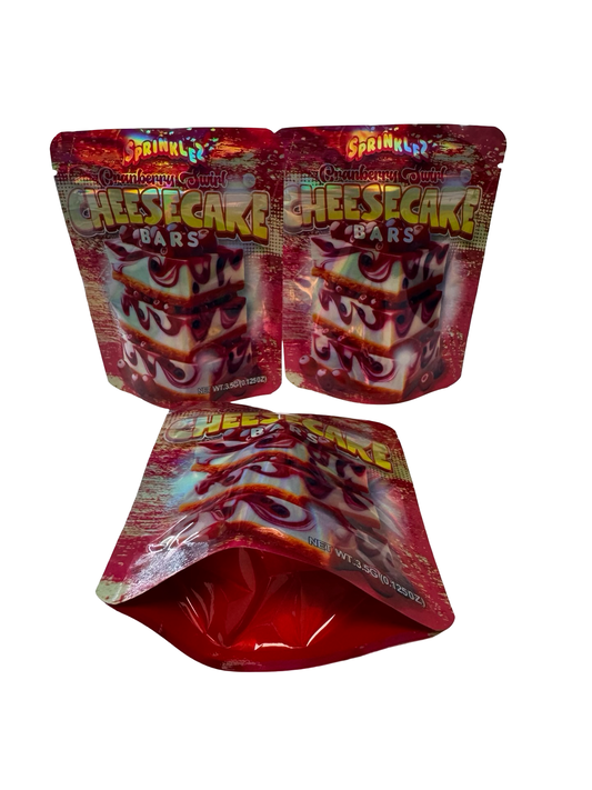 Cranberry Swirl Cheesecake Bars 3.5g Mylar Bags Sprinklez ($0.09 per bag)