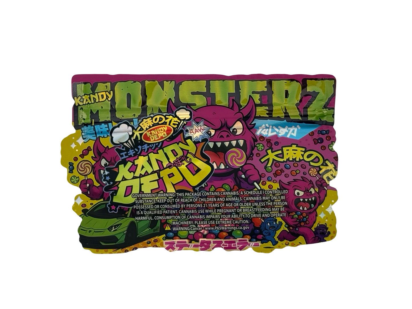 Kandy Monsterz Mylar Bags 3.5g Kandy Depo (Only $0.21 Each) - Fire Mylar