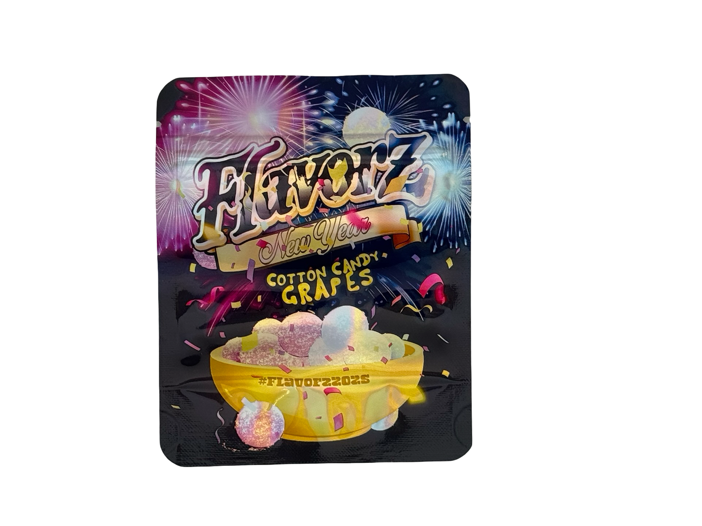 New Year Cotton Candy Grapes 3.5g Mylar Bags Flavorz ($0.09 per bag) - Fire Mylar
