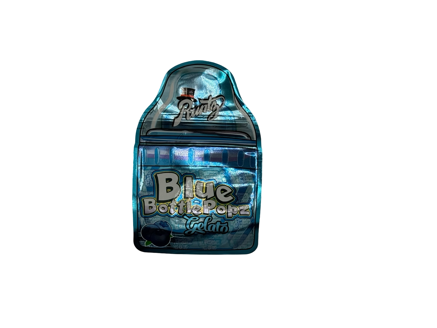 Blue Bottle Popz Mylar Bags 3.5g Runtz - Fire Mylar