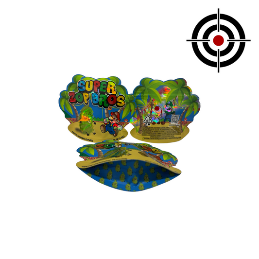 Super Zop Bros Mylar Bags 3.5g Zour Zop — 3.5g pre‑printed mylar bag — front