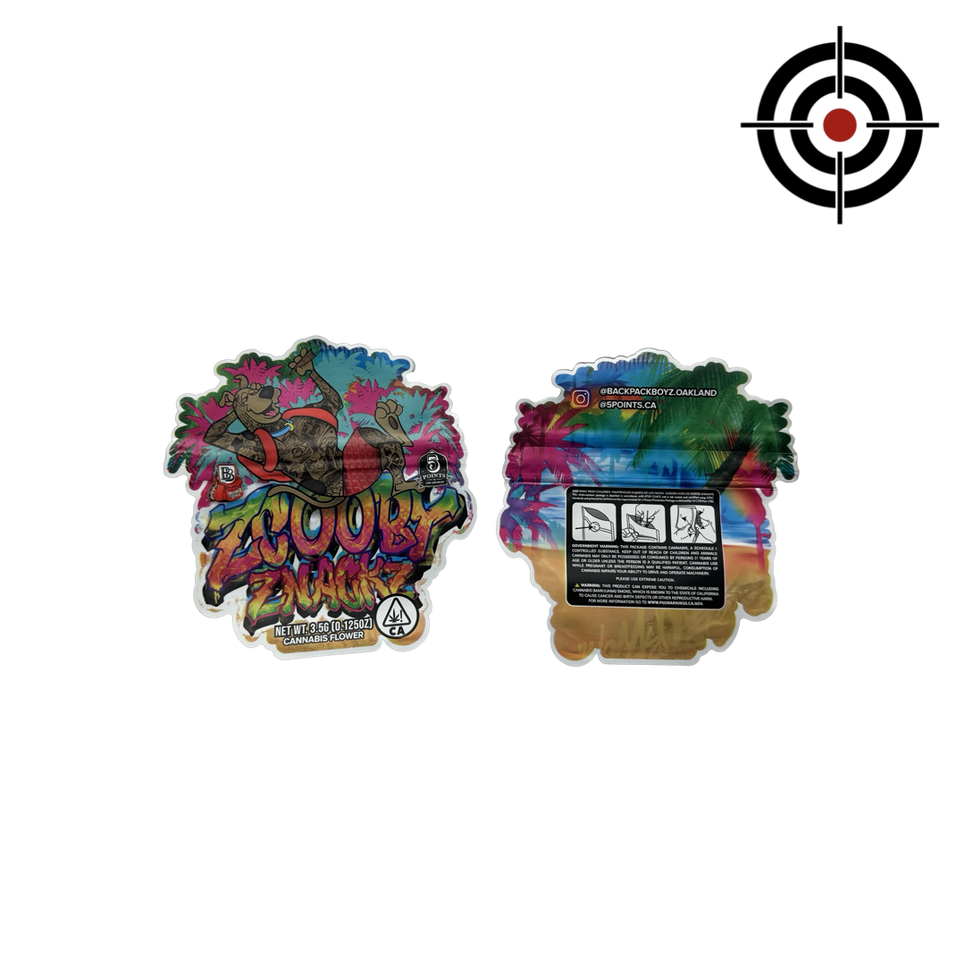 Zcooby Znackz Mylar Bags 3.5g Backpack Boyz — 3.5g pre‑printed mylar bag — overview (front, back & gusset)
