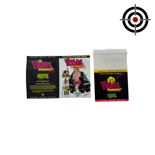 Nitro Squirt (Kazumi) Mylar Bags 3.5g Scum Bags Tuner — 3.5g pre‑printed mylar bag — overview (front, back & gusset)