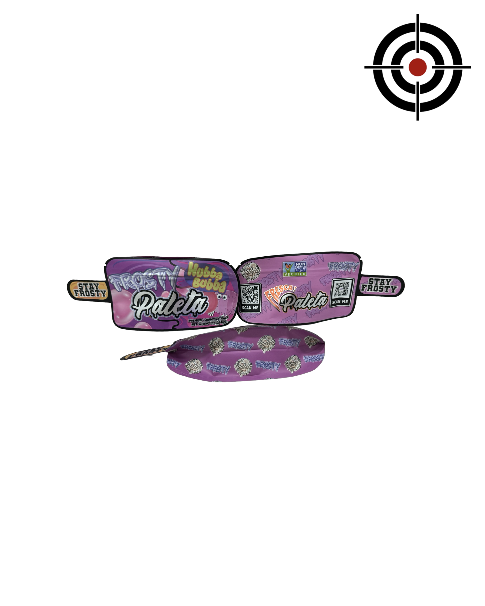 Hubbba Bubbba Paleta Mylar Bags 3.5g Frosty — 3.5g pre‑printed mylar bag — front