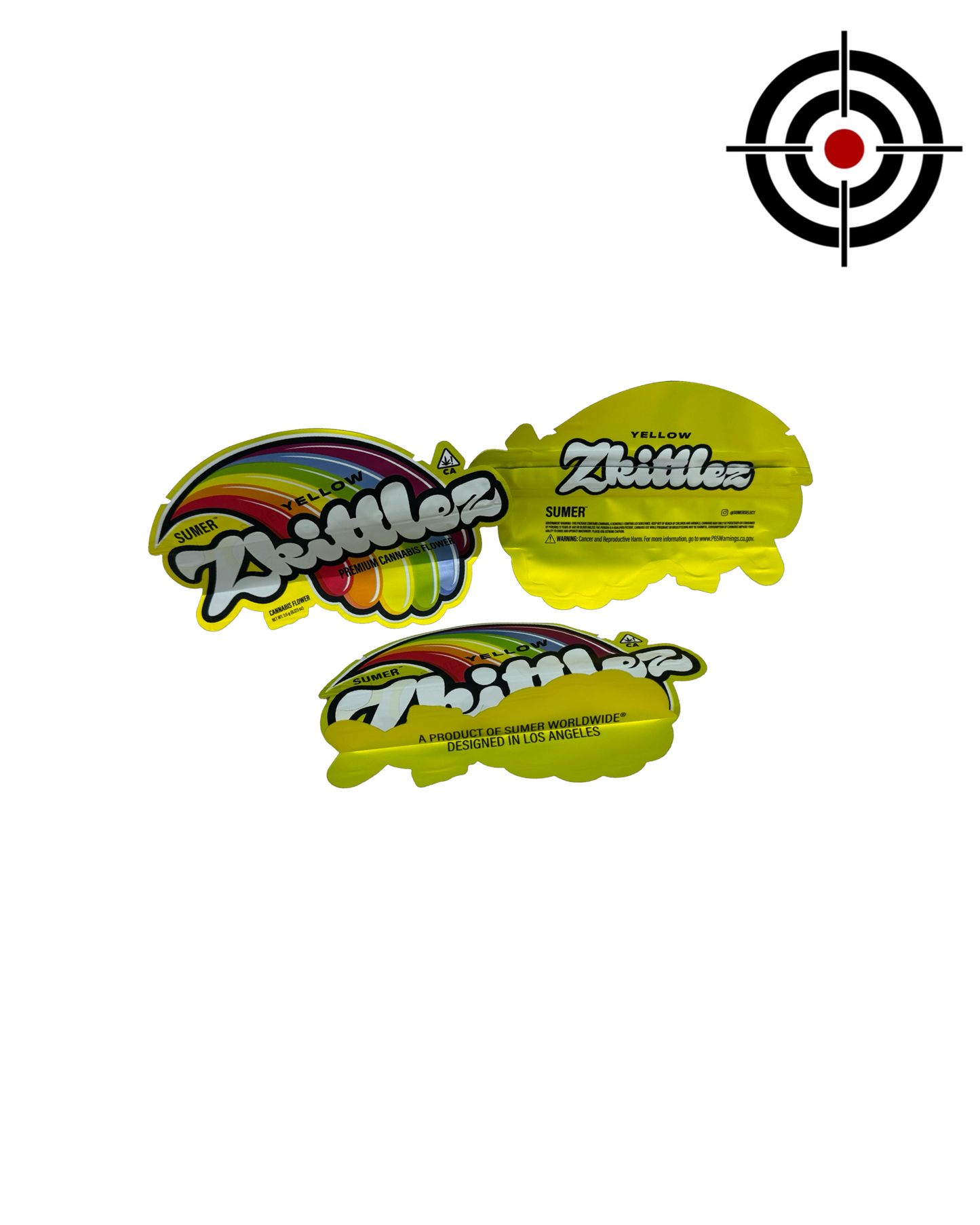 Yellow Zkittlez Mylar Bags 3.5g Sumer — 3.5g — pre‑printed mylar bag — front