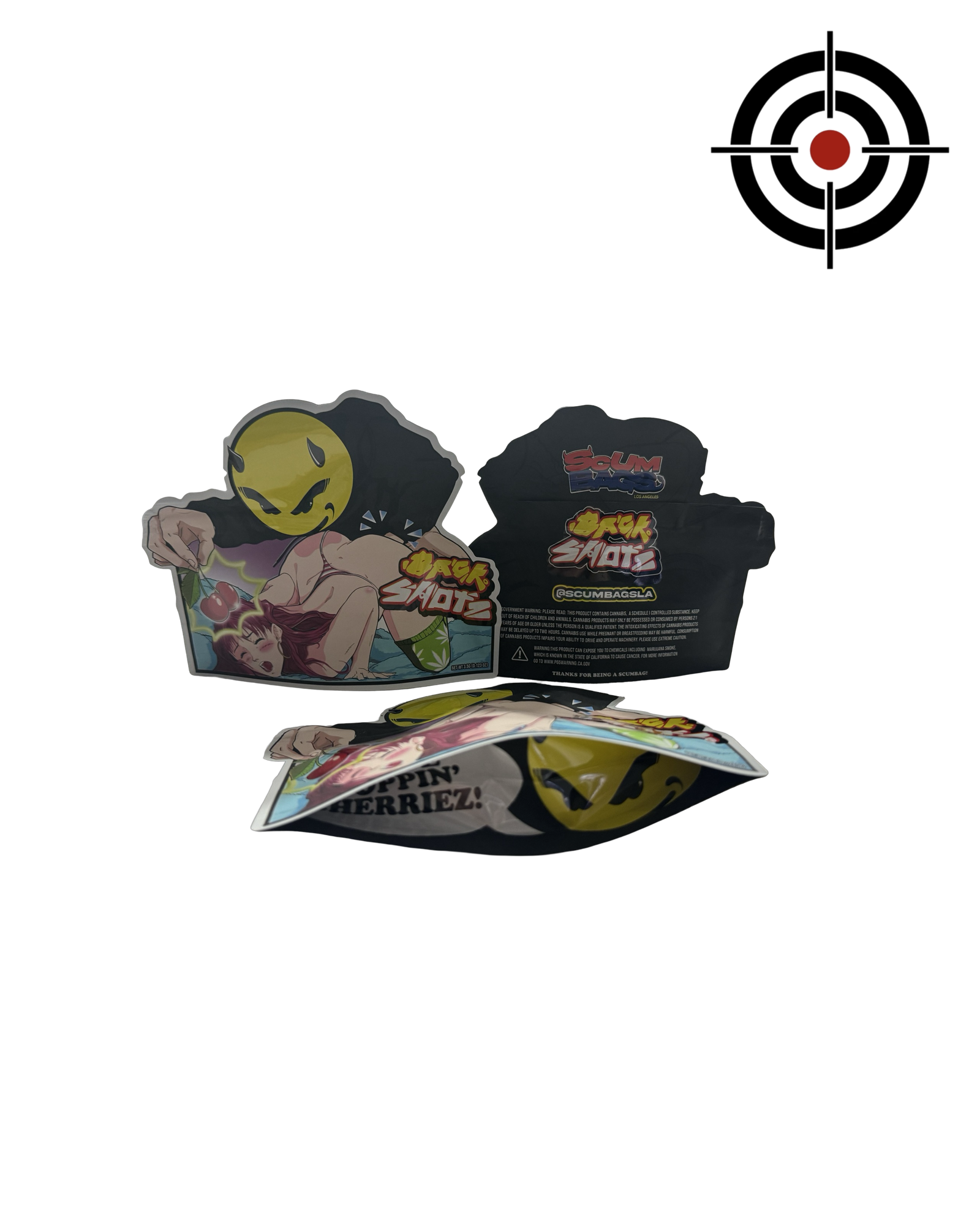 Back Shotz Mylar Bags 3.5g Scum Bags — 3.5g pre‑printed mylar bag — front