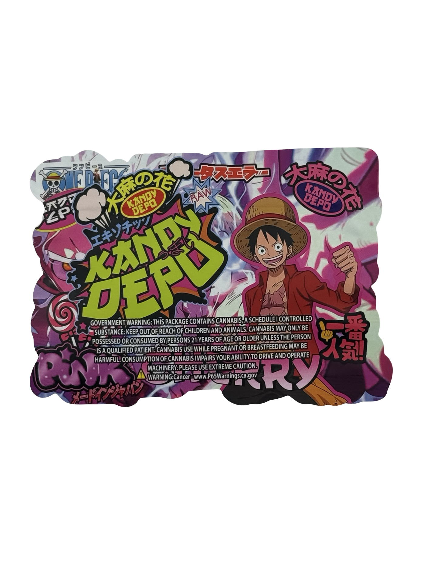 Pink Cherry One Piece Mylar Bags 3.5g Kandy Depo (Only $0.21 Each) - Fire Mylar