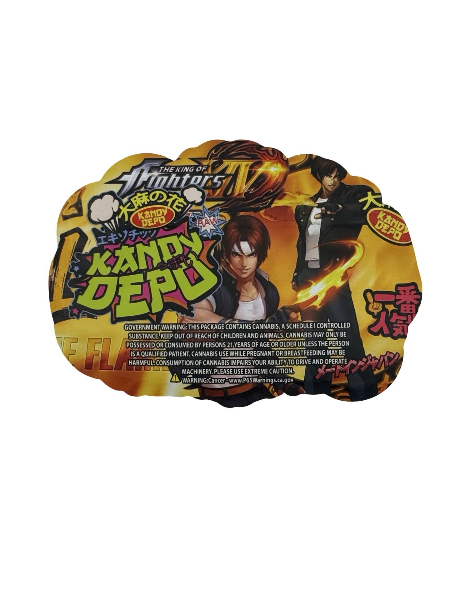 The Flame (Lemon) King of Fighters Mylar Bags 3.5g Kandy Depo (Only $0.21 Each) - Fire Mylar