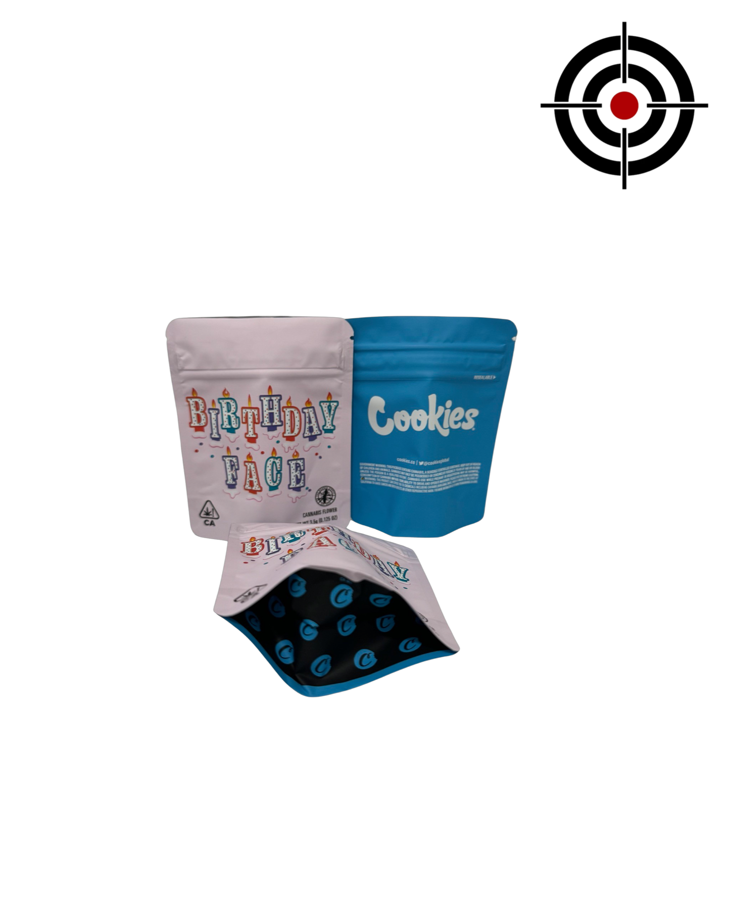 Birthday Face Mylar Bags 3.5g Cookies — 3.5g pre‑printed mylar bag — front