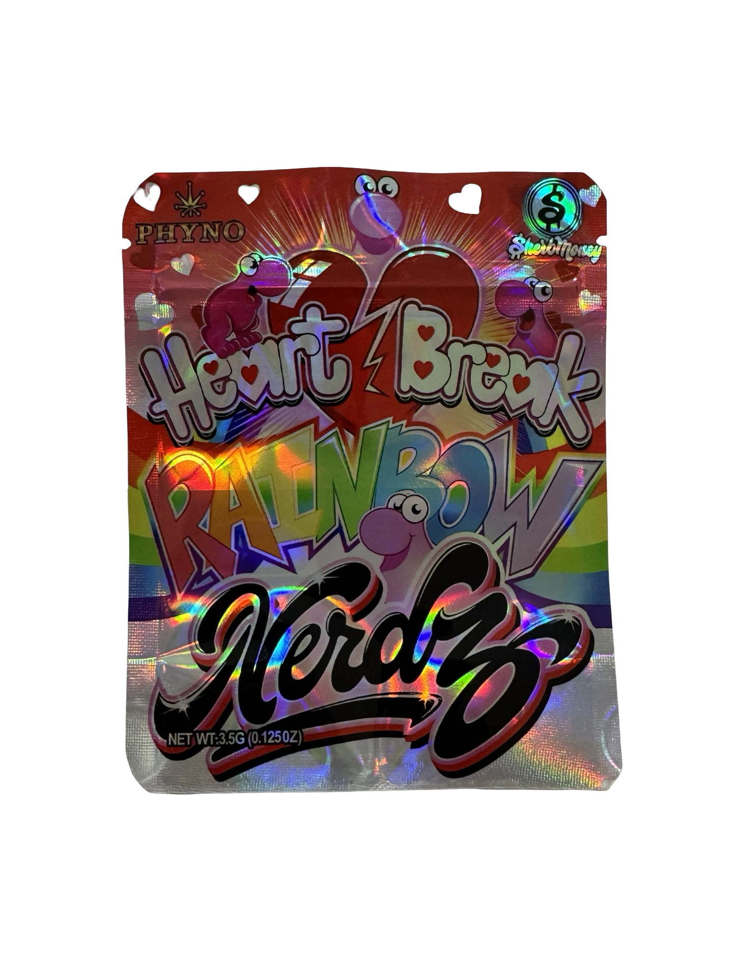 Heart Break Rainbow Nerdz 3.5g Mylar Bags & Boxes SherbMoney