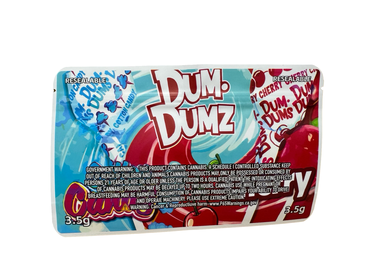 2-in-1 Cotton Candy + Cherry Mylar Bags (Dual Chamber)
